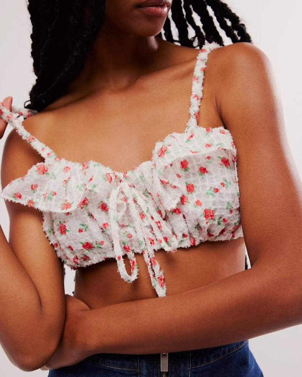 For Love & Lemons Floral Gidget Bra Top Ruffles Size Medium NWT